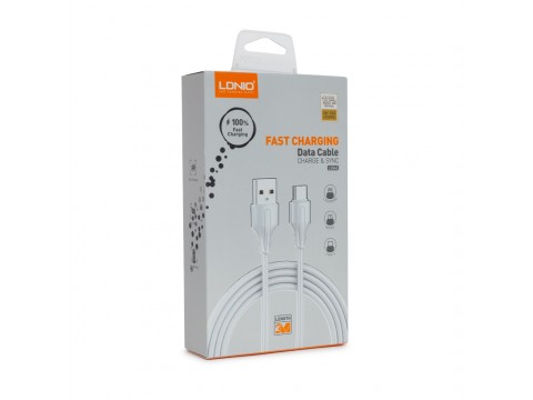 Интерфейсный кабель LDNIO Lightning LS543 2м/3м 2,1A Белый