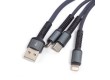 Интерфейсный кабель LDNIO 3 in 1 LC93 3.4A Nylon 1.2м Серый