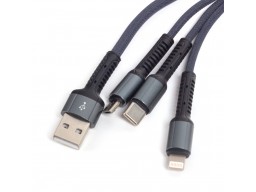 Интерфейсный кабель LDNIO 3 in 1 LC93 3.4A Nylon 1.2м Серый