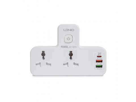 Сетевой фильтр LDNIO Universal SC2311 2 розетки 2*USB быстрой зарядки PD/QC 1 USB-C/A