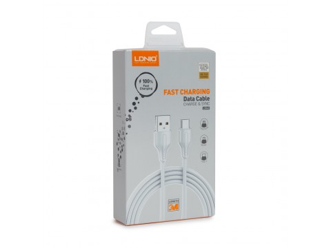 Интерфейсный кабель LDNIO Type-C LS543 2м/3м 2,1A Белый