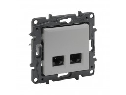 Информационная розетка двойная Niloe Step 2хRJ45 Кат.5e UTP Алюминий