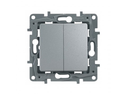 Переключатель двухклавишный Legrand 672412 Etika 10 A 250 В алюминий