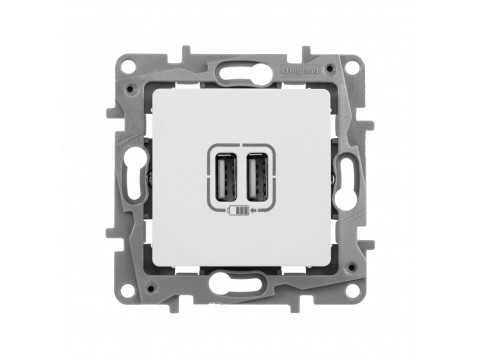 Зарядное устройство с двумя USB разъемами 240В/5В 2400мА Legrand Etika белый