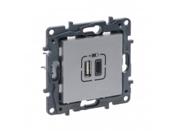 Розетка USB Niloe Step Тип А+C 12Вт+15Вт 5В Алюминий