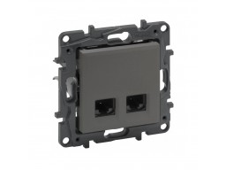 Информационная розетка двойная Niloe Step 2хRJ45 Кат.5e UTP Сталь