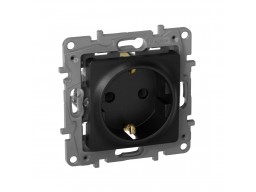 Розетка 2К+З Niloe Step 16А 250 В с з/ш с крышкой IP44 авт. клеммы Чёрный