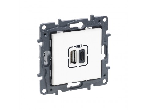 Розетка USB Niloe Step Тип А+C 12Вт+15Вт 5В Белый