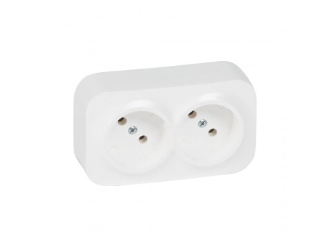 Розетка двойная без зк Legrand Forix 16A 250В IP20 накладная белый