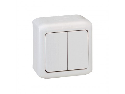 Выключатель двухклавишный Legrand Forix 10A 250В IP44 накладной белый
