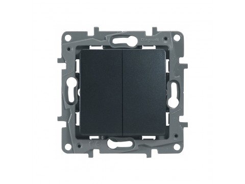 Переключатель двухклавишный Legrand 672612 Etika 10 A 250 В антрацит
