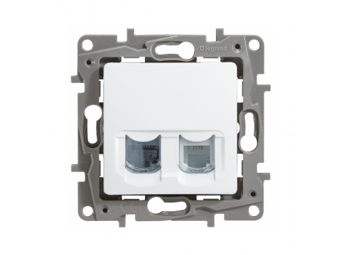 Двойная розетка RJ11 + RJ45 категория 5 UTP Legrand Etika белый