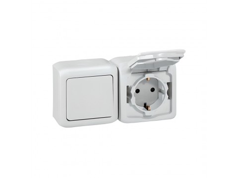 Розетка двойная с крышками Legrand Forix 16A 250В IP44 накладная белый