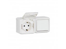 Выключатель с крышкой + Розетка Legrand Forix 16A 250В IP44 накладной белый