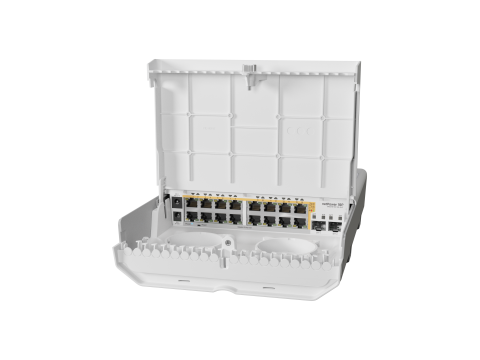 H1: Коммутатор MikroTik netPower 16P / 16 PoE-портов, 2 SFP+ порта, модель CRS318-16P-2S+OUT