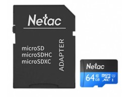 Карта памяти MicroSD 64GB Class 10 U1 Netac P500 NT02P500STN-064G-R с адаптером SD