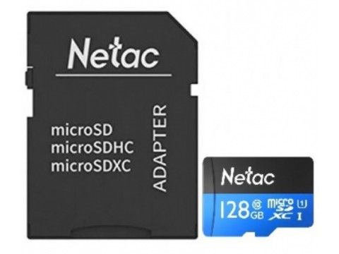 Карта памяти MicroSD 128GB Class 10 U1 Netac P500 NT02P500STN-128G-R с адаптером SD