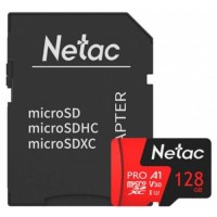 Карта памяти MicroSD 128GB Class 10 V30/A1 Netac NT02P500PRO-128G-R с адаптером