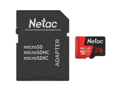 Карта памяти MicroSD 256GB Class 10 U1 Netac NT02P500PRO-256G-R с адаптером