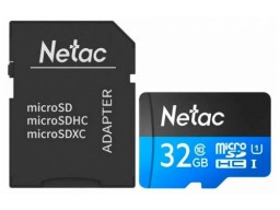 Карта памяти MicroSD 32GB Class 10 U1 Netac P500 NT02P500STN-032G-R с адаптером SD