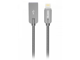 Кабель Olmio Steely, USB 2.0 - lightning, 1.2м, 2.1A, серый