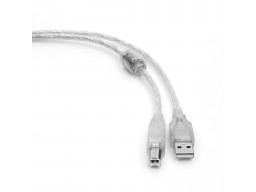 Кабель USB 2.0 Pro Cablexpert CCF-USB2-AMBM-TR-15, AM/BM, 4,5м, экран, феррит.кольцо, прозрачный, па