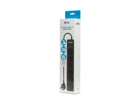 Сетевой фильтр SVC ZC6S-30M-USB 3 м. 220 в.