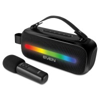SVEN PS-255, черный, акустическая система 2.0,  12W, Bluetooth, FM, USB, karaoke mic, 3600mA*h
