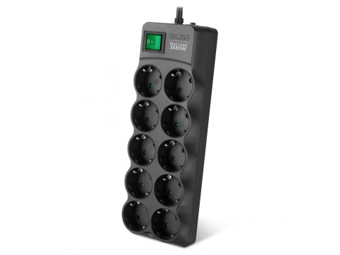 Сетевой фильтр SVEN SF-10E-16 3 m (10 sockets), черный