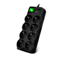 SVEN Сетевой фильтр Surge Protector  SF-08E-16 1,8 m (8 sockets) black