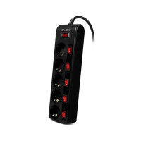 Сетевой фильтр SVEN SF-05PL 3,0 м (5 розеток с индивидуальными выключателями). черный
