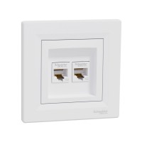 Розетка двойная компьютерная SE EPH4400121 Asfora RJ45 в сборе белый