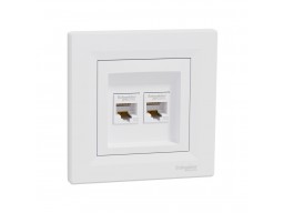 Розетка двойная компьютерная SE EPH4400121 Asfora RJ45 в сборе белый