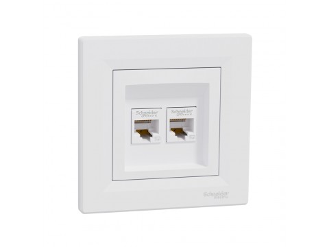 Розетка двойная компьютерная SE EPH4400121 Asfora RJ45 в сборе белый
