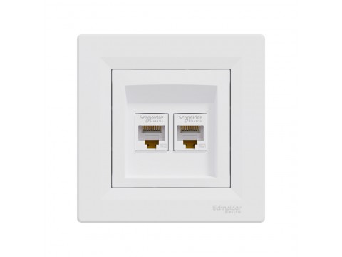 Розетка двойная компьютерная SE EPH4400121 Asfora RJ45 в сборе белый