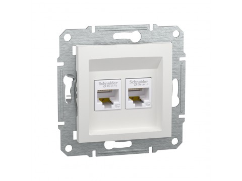 Розетка двойная компьютерная SE EPH447012145 Asfora RJ45 механизм белый