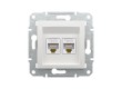 Розетка двойная компьютерная SE EPH447012145 Asfora RJ45 механизм белый