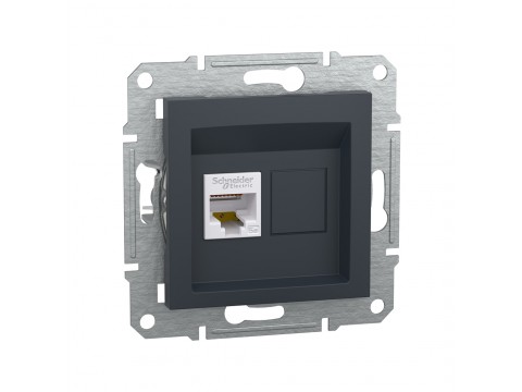 Розетка компьютерная SE EPH4300171 Asfora RJ45 кат. 5е механизм антрацит