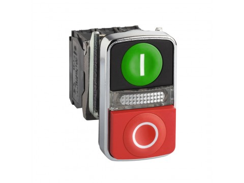 Кнопка двойная SE XB4BW73731M5 с маркировкой 22мм + LED