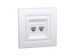 Розетка двойная компьютерная SE EPH480012145 Asfora RJ45 кат. 6 в сборе белый