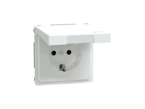 Розетка MERTEN MTN2314-6035 D-Life 16А с з/к с крышкой IP44 белый лотос