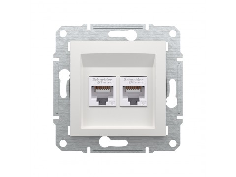 Розетка двойная компьютерная SE EPH4870121 Asfora RJ45 кат. 6 механизм белый