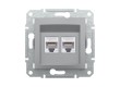 Розетка компьютерная двойная SE EPH4800161 Asfora RJ45 кат.6e механизм алюминий