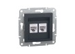 Розетка компьютерная двойная SE EPH4800171 Asfora RJ45 кат. 6 механизм антрацит