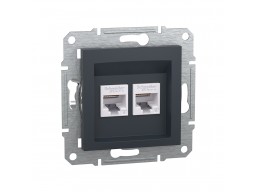 Розетка компьютерная двойная SE EPH4800171 Asfora RJ45 кат. 6 механизм антрацит