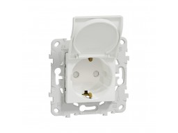 Розетка с заземлением SE NU503718TA Unica New с/штор с/кр IP21 белый