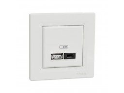 Розетка USB SE EPH2700421 Asfora A+С 45 Вт (быстрая зарядка) в сборе белый