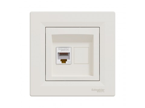 Розетка компьютерная SE EPH4300123 Asfora RJ45 кат. 5e в сборе кремовый