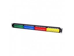 Патч Панель SHIP P197-24D / 24 Ports / 45-Degree Angled Ports / Color-Coded Blocks / RG 45 & DUAL IDC