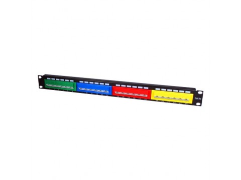 Патч Панель SHIP P197-24D / 24 Ports / 45-Degree Angled Design / Color-Coded Blocks / RG45 Front Ports / DUAL IDC Rear Connectors
